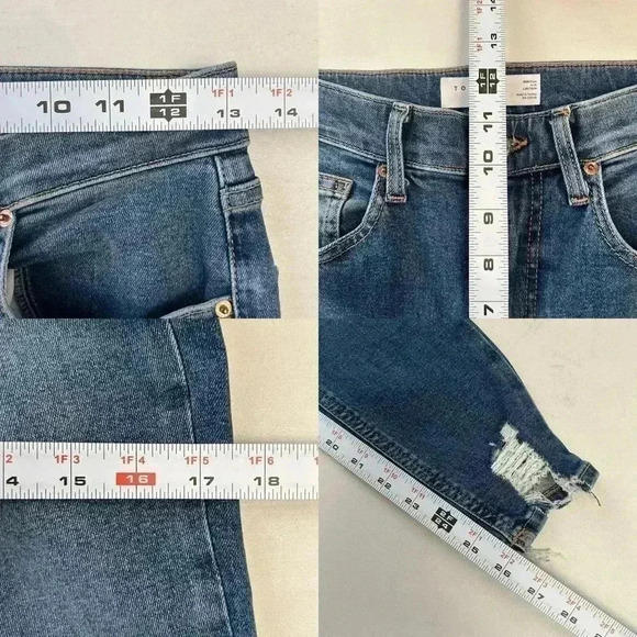 Topshop Jamie High Waisted Skinny Jeans Ankle Cropped Jagged  Hem Blue Size 26 - Picture 10 of 16
